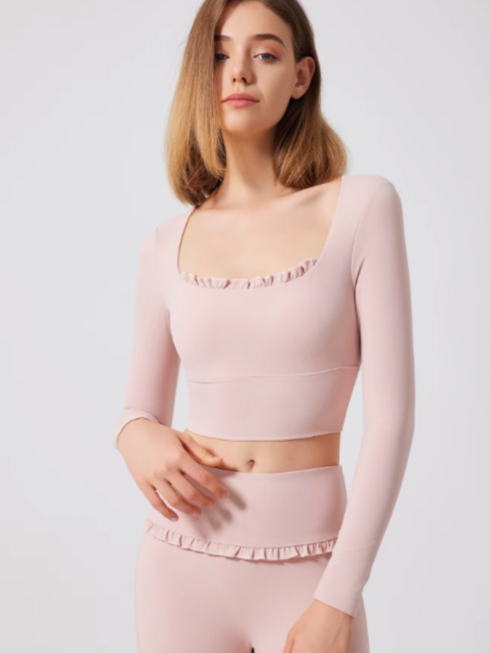 Women’s Pink 2-Pc Yoga Workout Set High Waist Flare Leggings Crop Top Small NEW